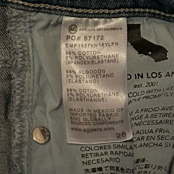 AG Adriano Goldschmied Prima Crop Cigarette Leg Pant in Blue Denim Raw Hem Sz 28 - Picture 12 of 13